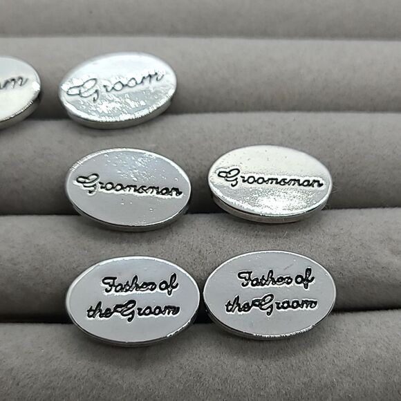 FATHER OF THE GROOM Wedding Cufflinks Silver Engraved Formal Tuxedo Cuff Links - Picture 2 of 6